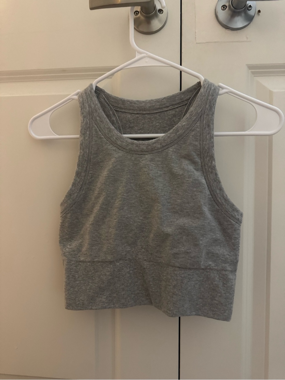 Alo Gray Ribbed Cropped Tank Top